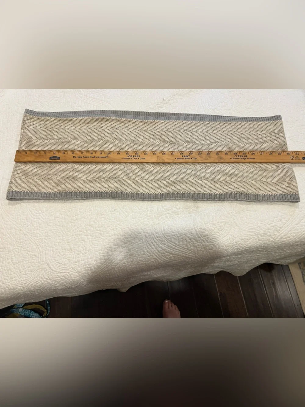 UGG Neutral Chevron Knit Scarf with Gray Trim